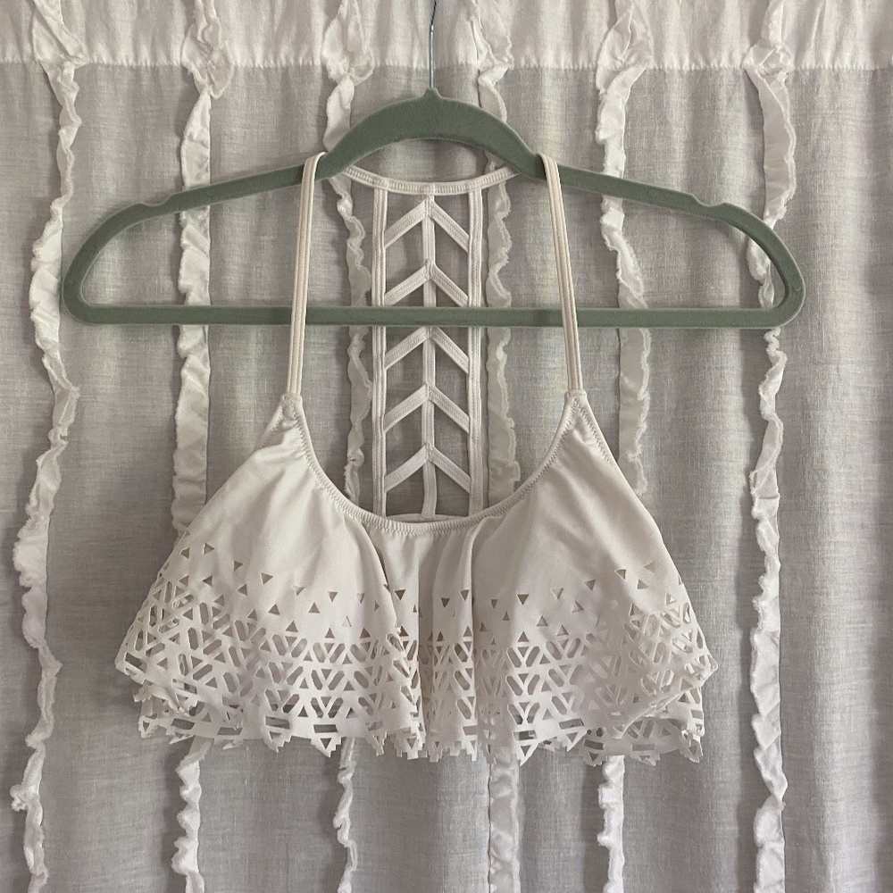 PINK Victorias Secret White Racerback Bikini Top